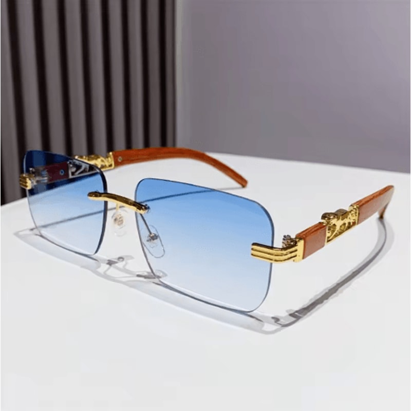Rimless Retro Sunglasses With Metal Temples For Men Women 1