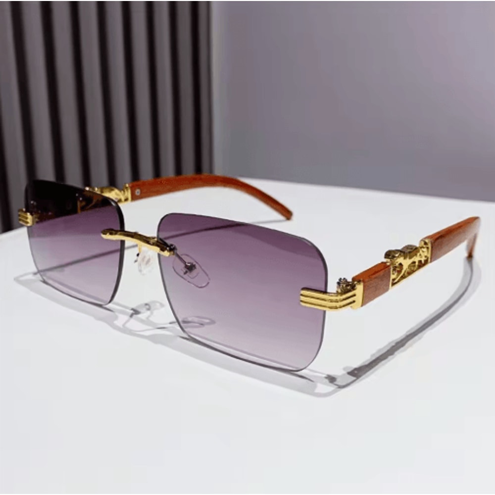 Rimless Retro Sunglasses With Metal Temples For Men Women 3