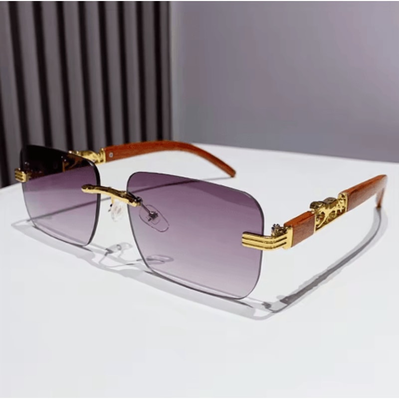 Rimless Retro Sunglasses With Metal Temples For Men Women 3