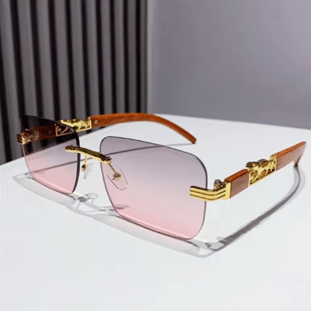 Rimless Retro Sunglasses With Metal Temples For Men Women 4