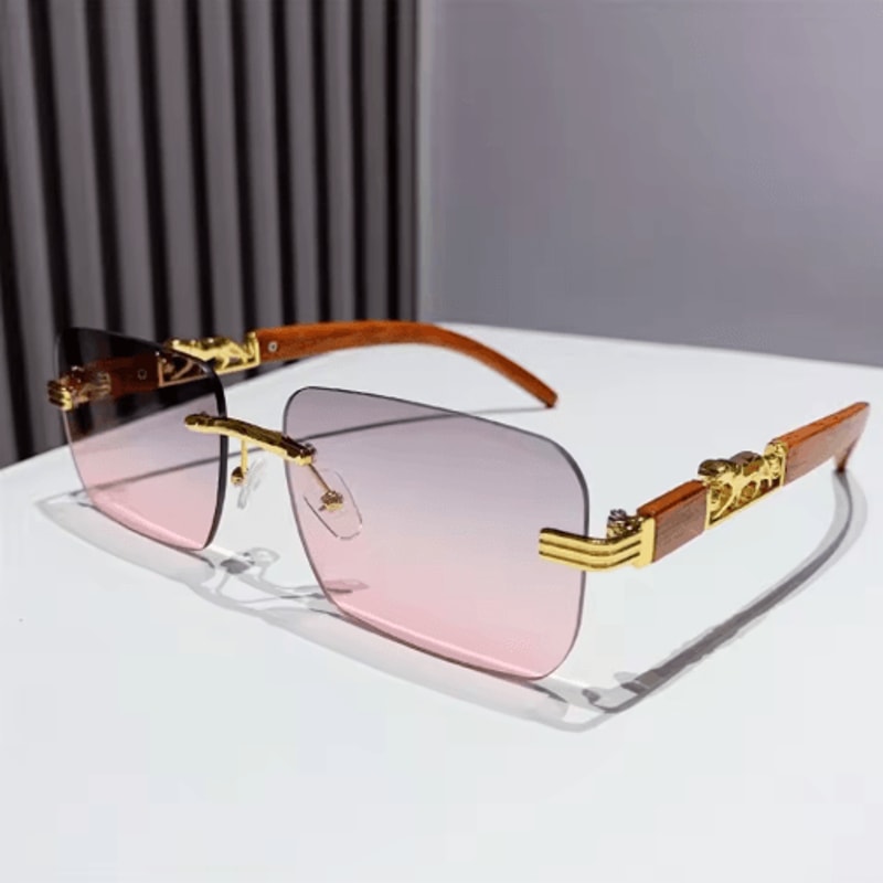 Rimless Retro Sunglasses With Metal Temples For Men Women 4