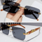 Rimless Retro Sunglasses With Metal Temples For Men Women 0