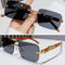 Rimless Retro Sunglasses With Metal Temples For Men Women 0