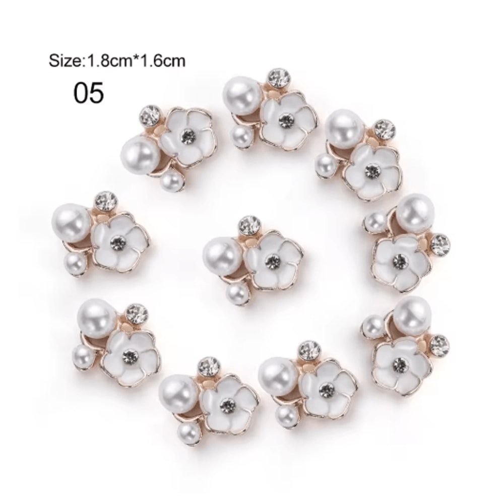 Flower Rhinestone Pearl Buttons Set For Wedding DIY Decorations 1
