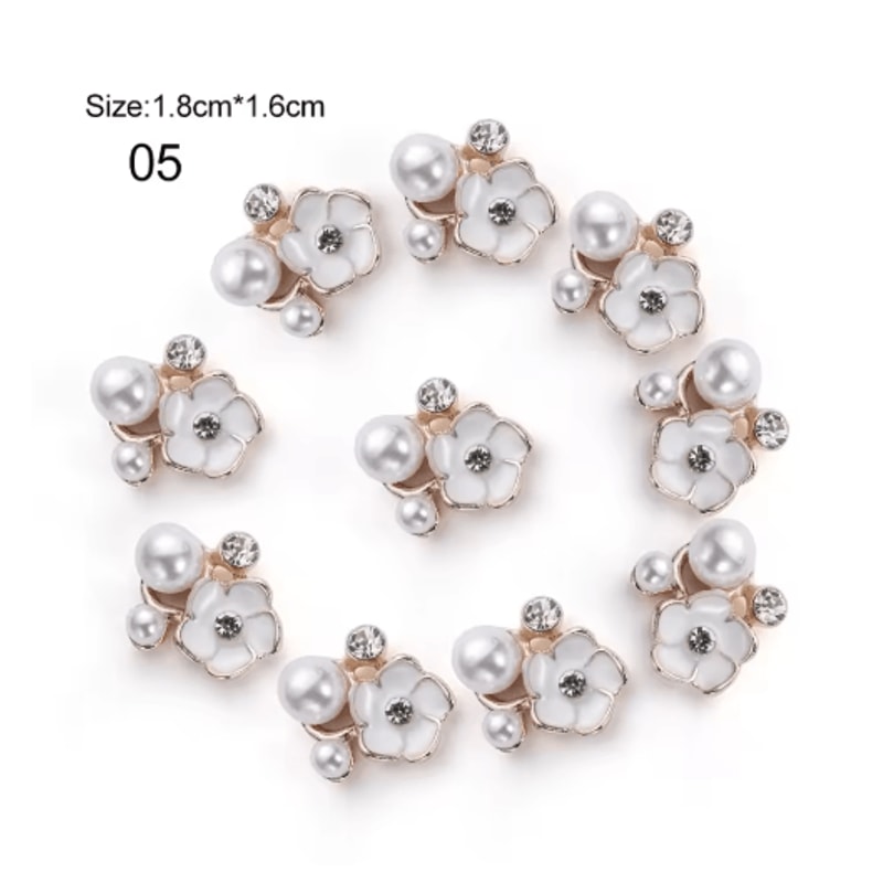 Flower Rhinestone Pearl Buttons Set For Wedding DIY Decorations 1