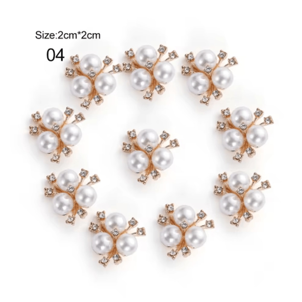 Flower Rhinestone Pearl Buttons Set For Wedding DIY Decorations 2