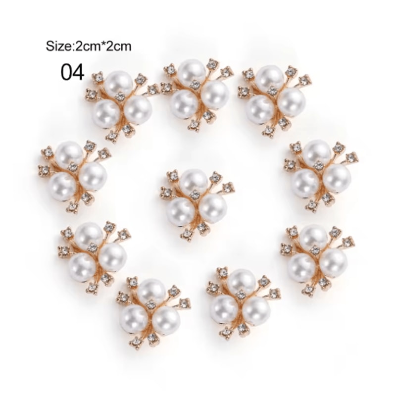 Flower Rhinestone Pearl Buttons Set For Wedding DIY Decorations 2
