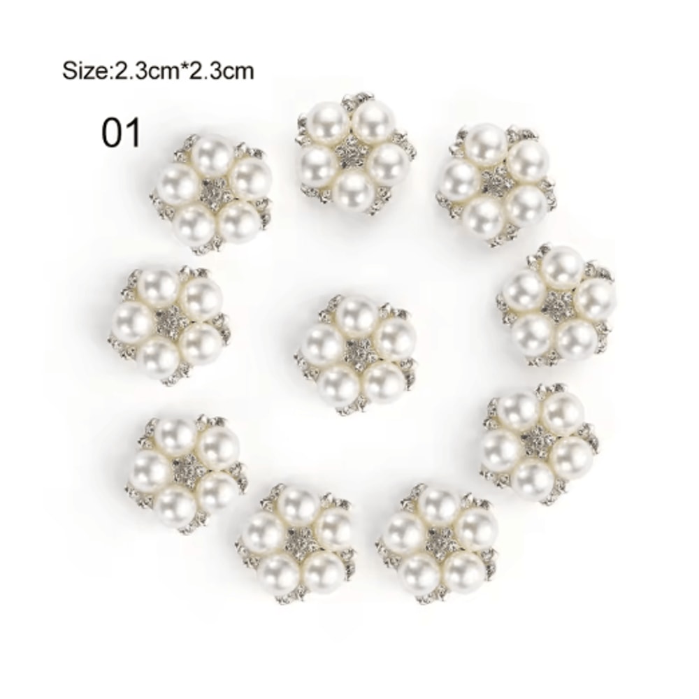 Flower Rhinestone Pearl Buttons Set For Wedding DIY Decorations 4