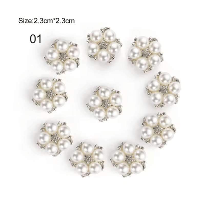 Flower Rhinestone Pearl Buttons Set For Wedding DIY Decorations 4