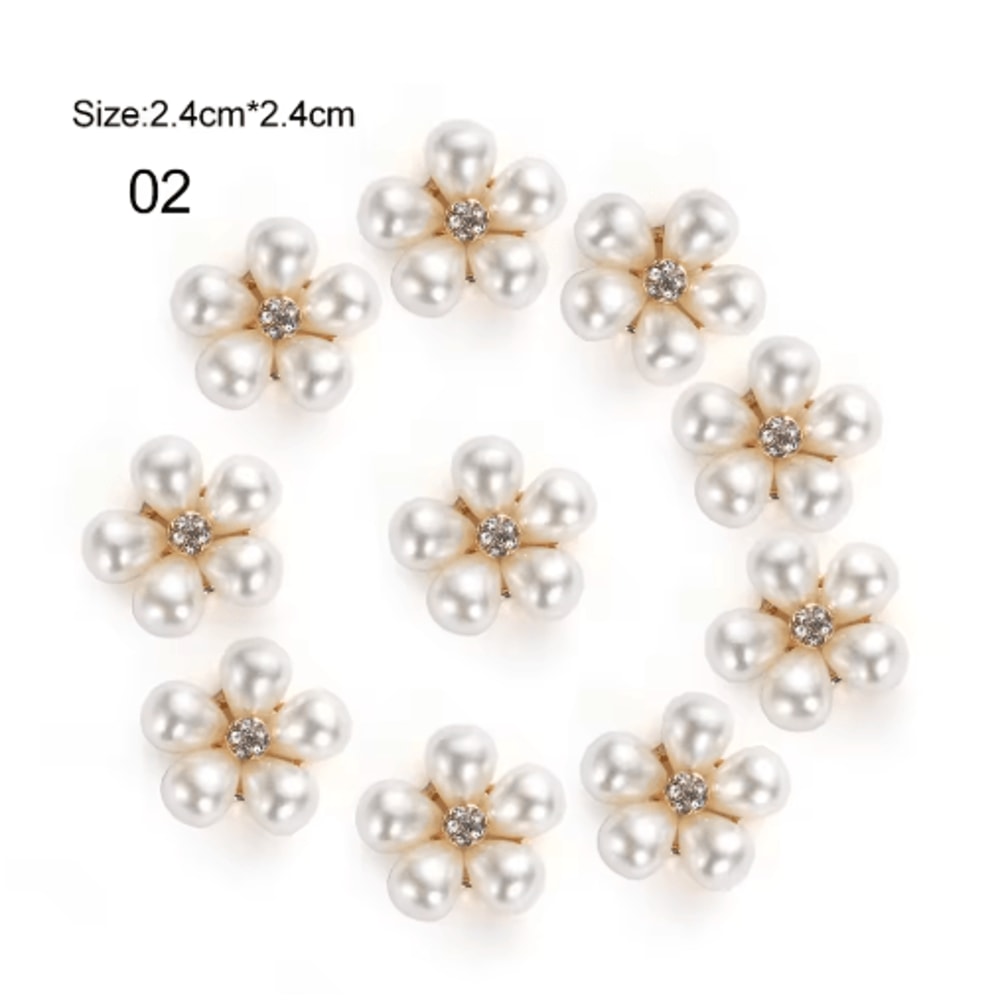 Flower Rhinestone Pearl Buttons Set For Wedding DIY Decorations 5