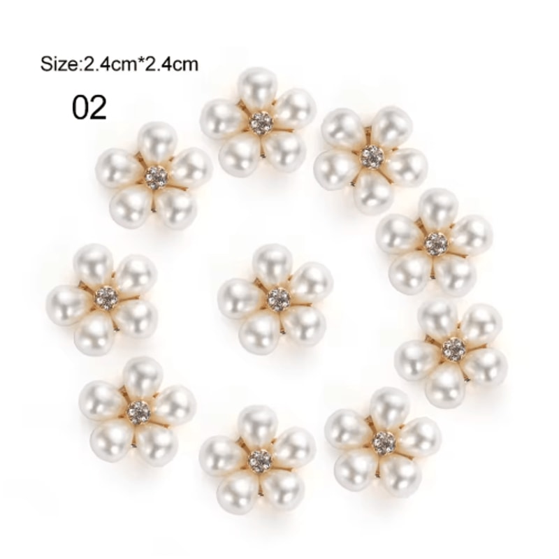 Flower Rhinestone Pearl Buttons Set For Wedding DIY Decorations 5