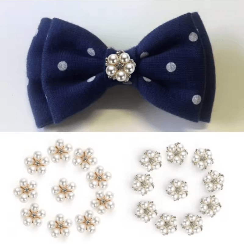 Flower Rhinestone Pearl Buttons Set For Wedding DIY Decorations 7