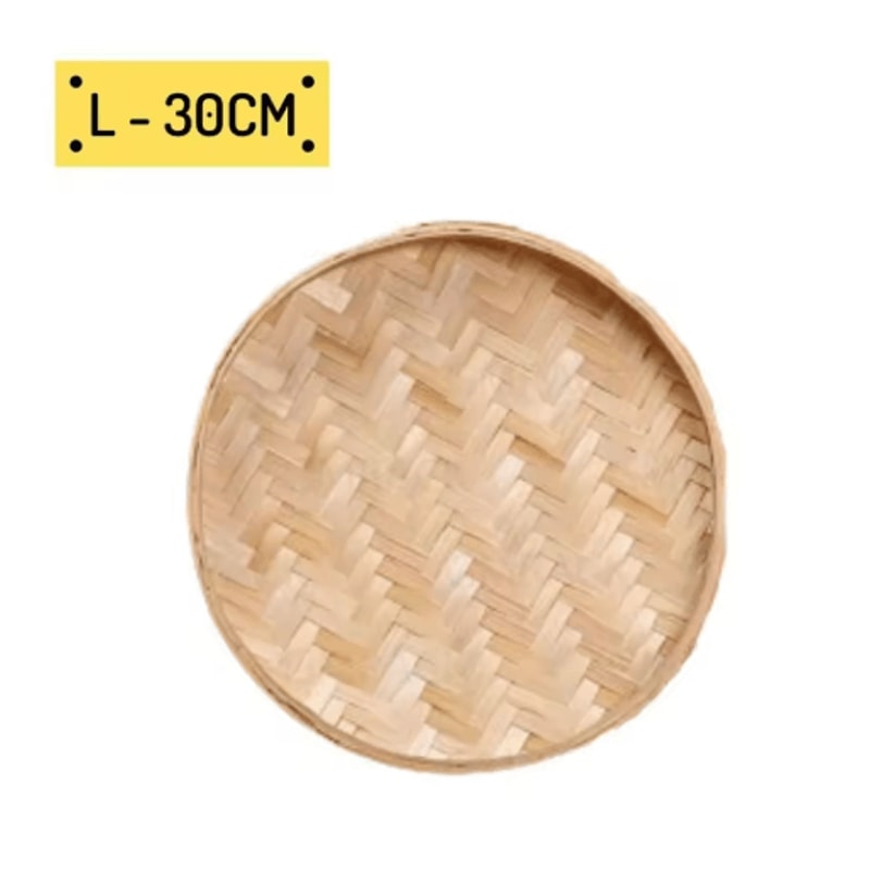 Handwoven Bamboo Basket Tray For Fruit Bread Home Decoration 2