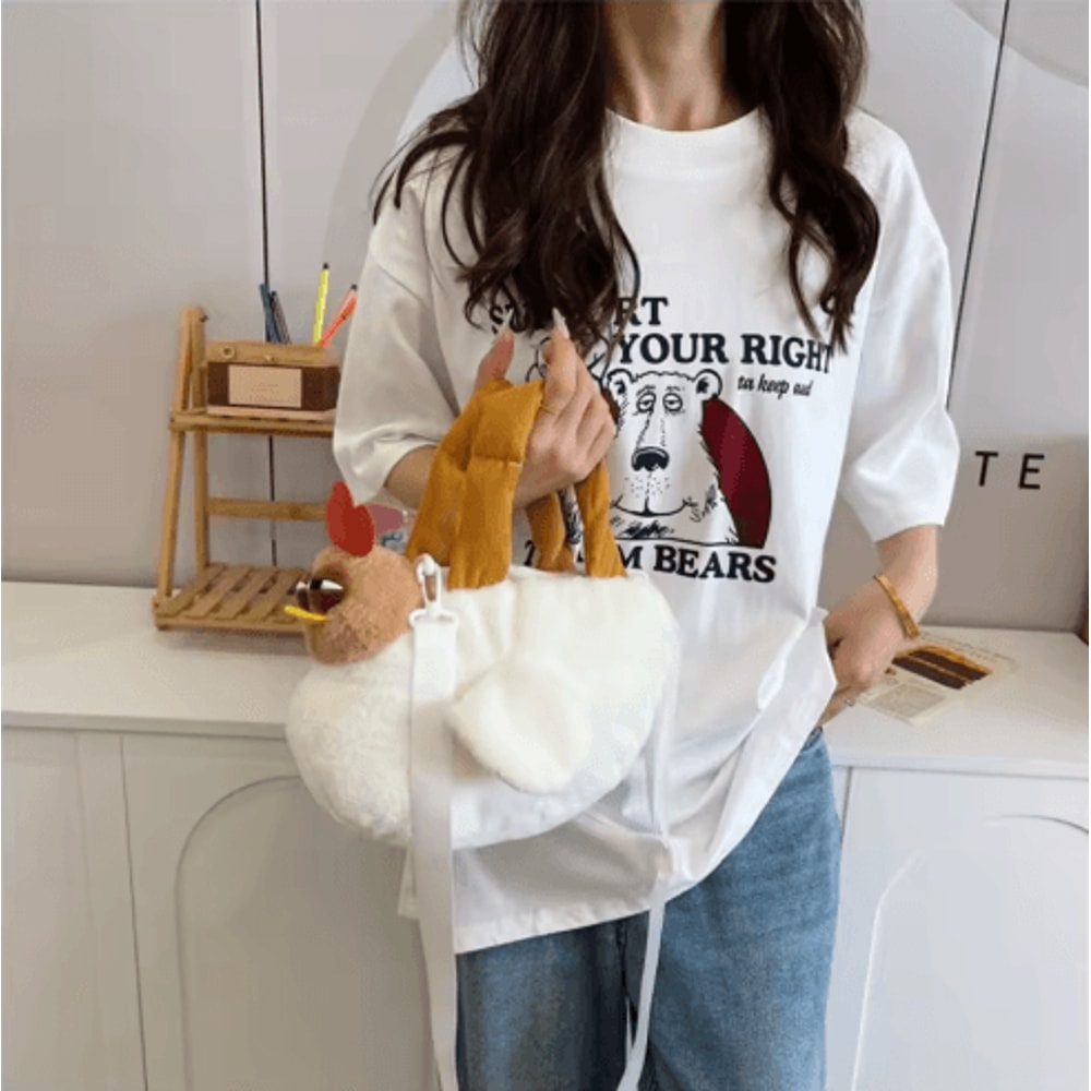 Cute Chicken Plush Shoulder Bag For Girls Kids 0