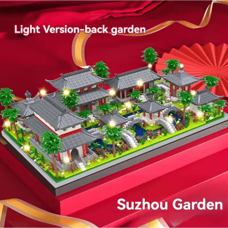 Classic Chinese Garden Mini Building Blocks With LED Light 2
