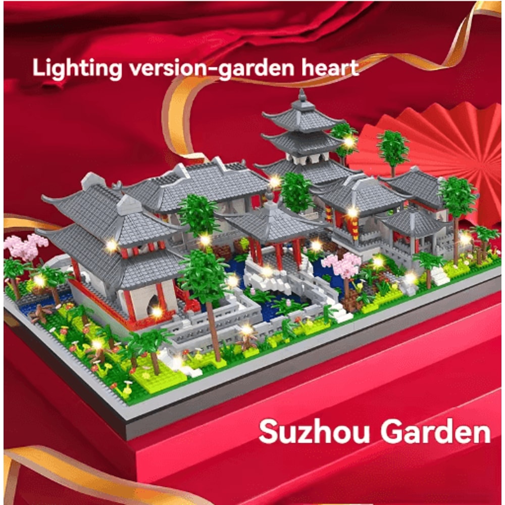 Classic Chinese Garden Mini Building Blocks With LED Light 3