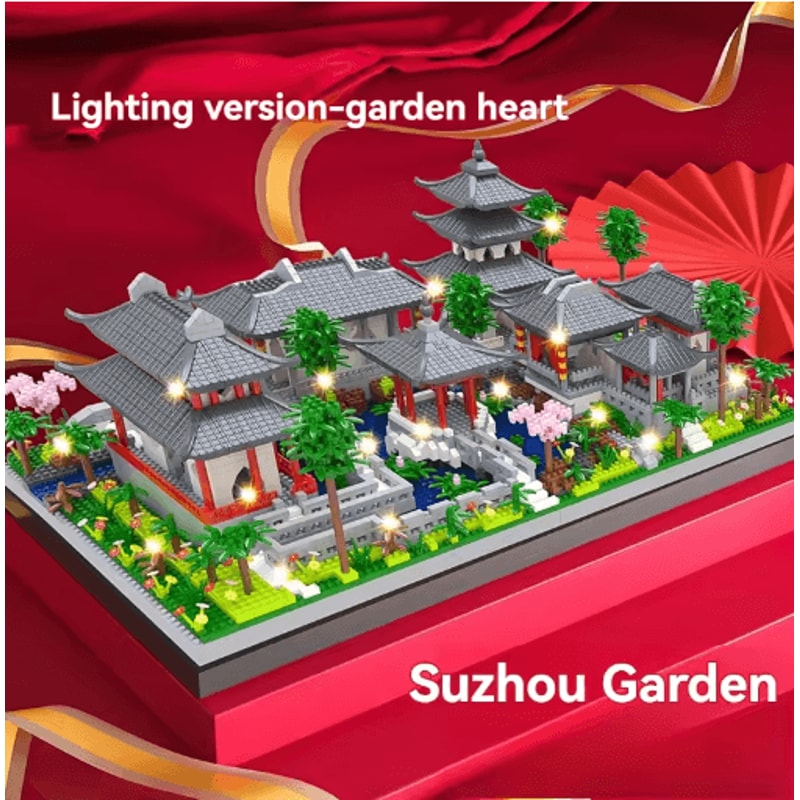 Classic Chinese Garden Mini Building Blocks With LED Light 3