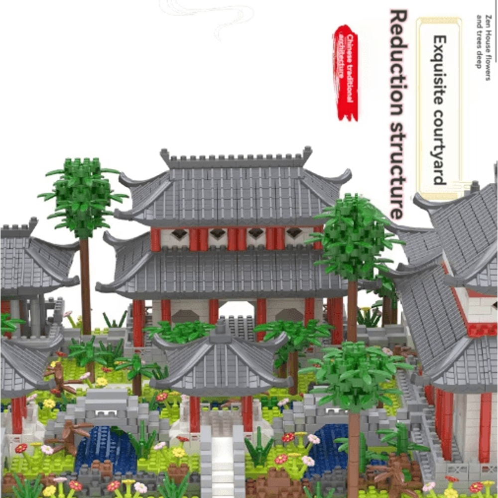 Classic Chinese Garden Mini Building Blocks With LED Light 7