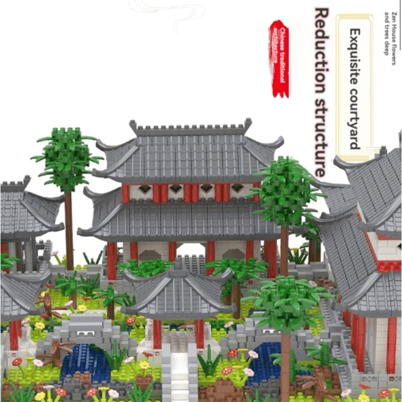 Classic Chinese Garden Mini Building Blocks With LED Light 7