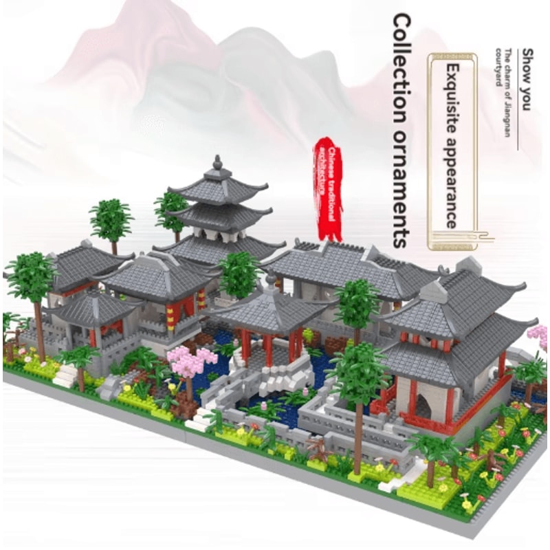 Classic Chinese Garden Mini Building Blocks With LED Light 8