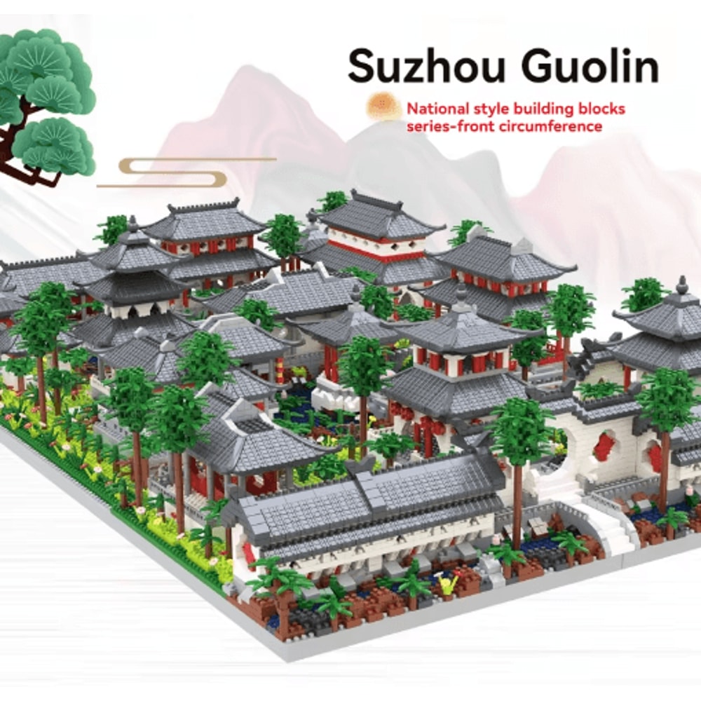Classic Chinese Garden Mini Building Blocks With LED Light 9