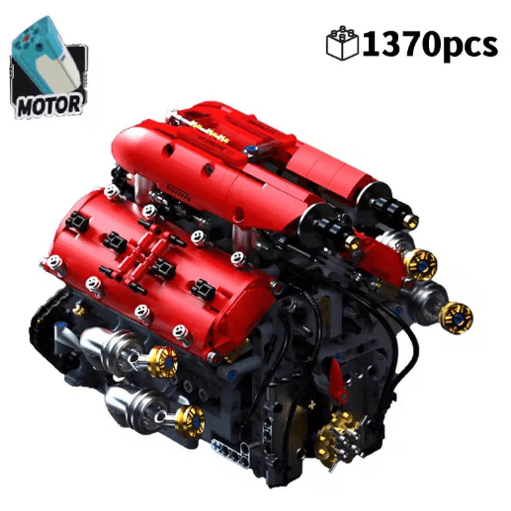 Technical V8 Engine Building Block Set With Electric Motor 1370PCS 2