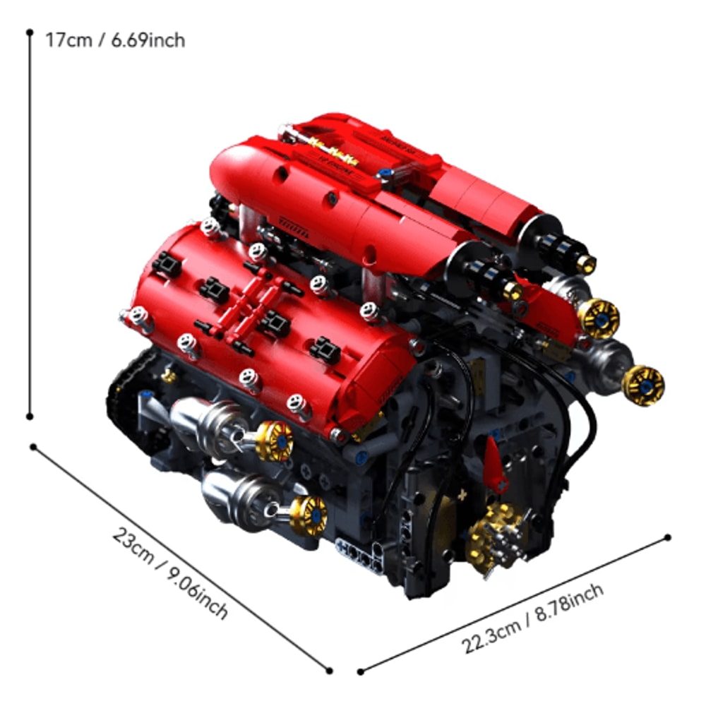 Technical V8 Engine Building Block Set With Electric Motor 1370PCS 3