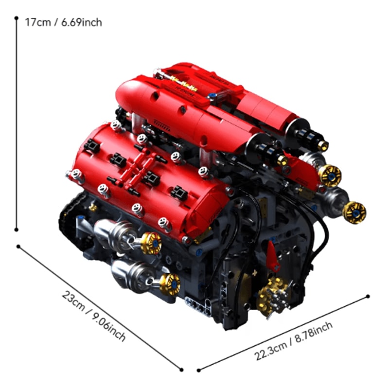 Technical V8 Engine Building Block Set With Electric Motor 1370PCS 3