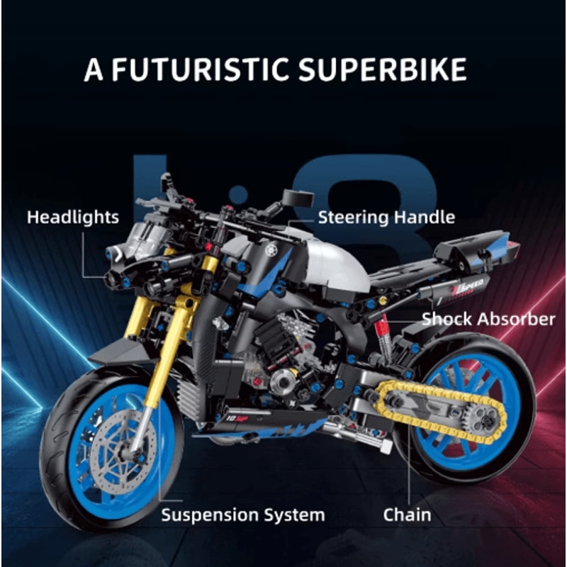 Technical Motorcycle Building Kit With Creative MOC Construction Bricks 6