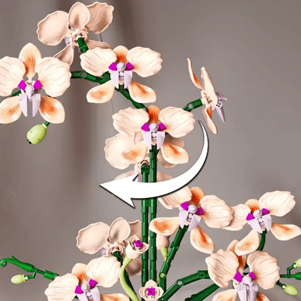 Orchid Flower Bouquet Building Block Set 866PCS Romantic Display Model 3