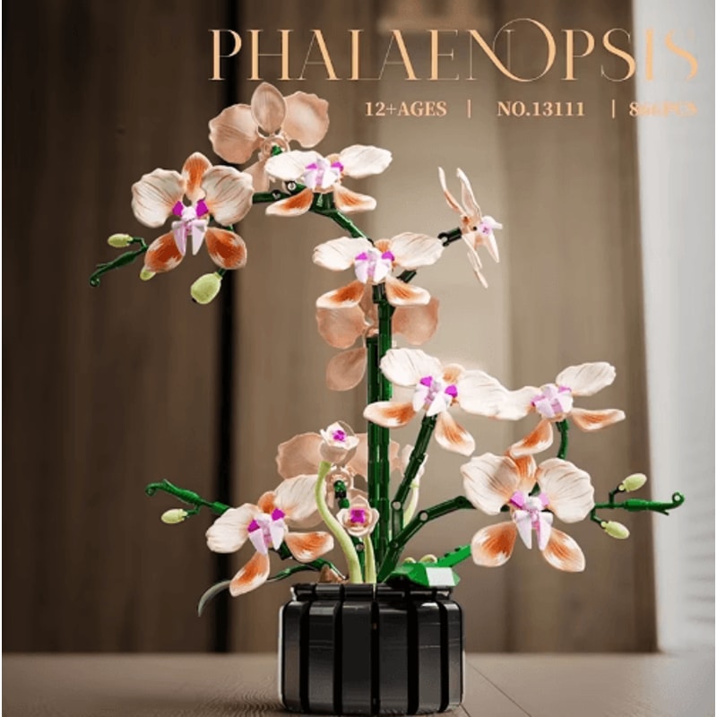 Orchid Flower Bouquet Building Block Set 866PCS Romantic Display Model 5