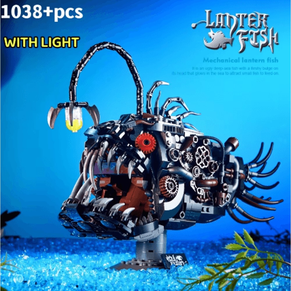 Mechanical Lantern Fish Building Block Set 1038PCS MOC Assembly Model 4