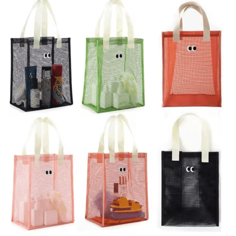 Large Capacity Mesh Travel Bag With Cartoon Big Eyes Design 0
