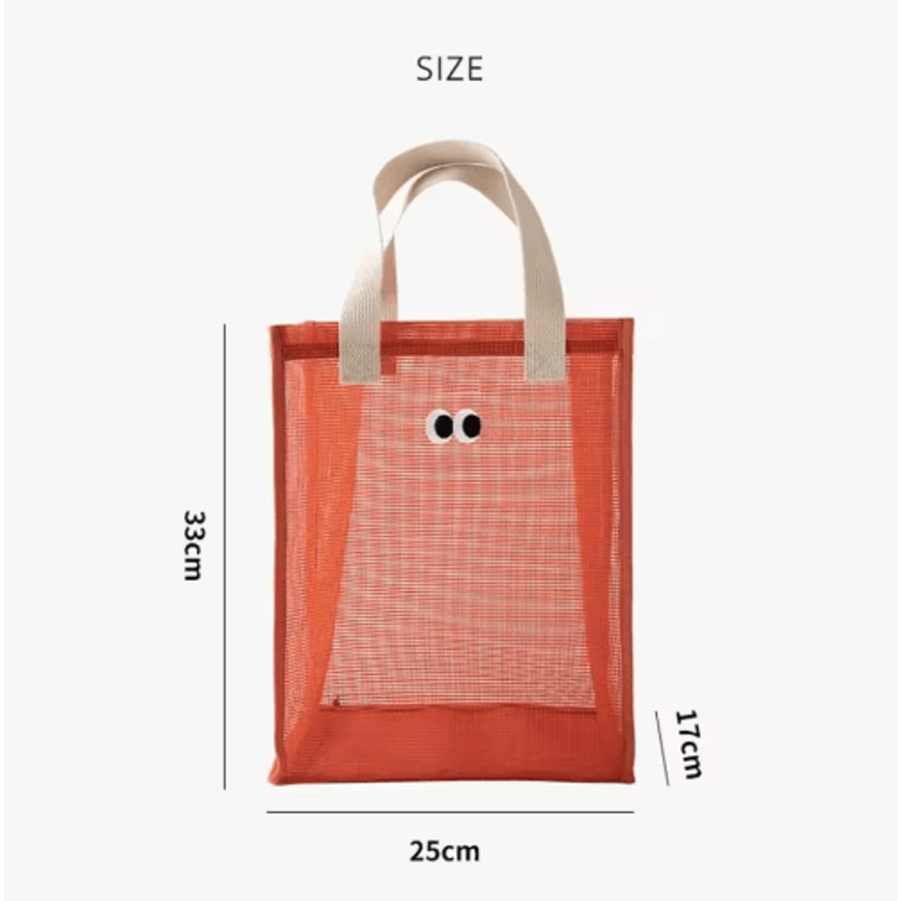 Large Capacity Mesh Travel Bag With Cartoon Big Eyes Design 5