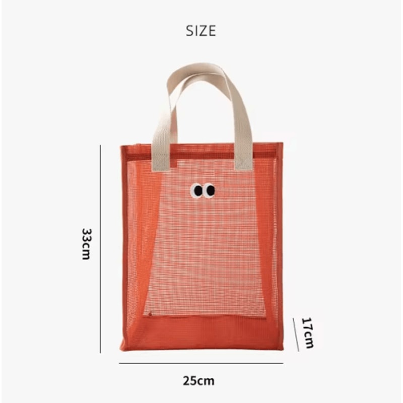 Large Capacity Mesh Travel Bag With Cartoon Big Eyes Design 5