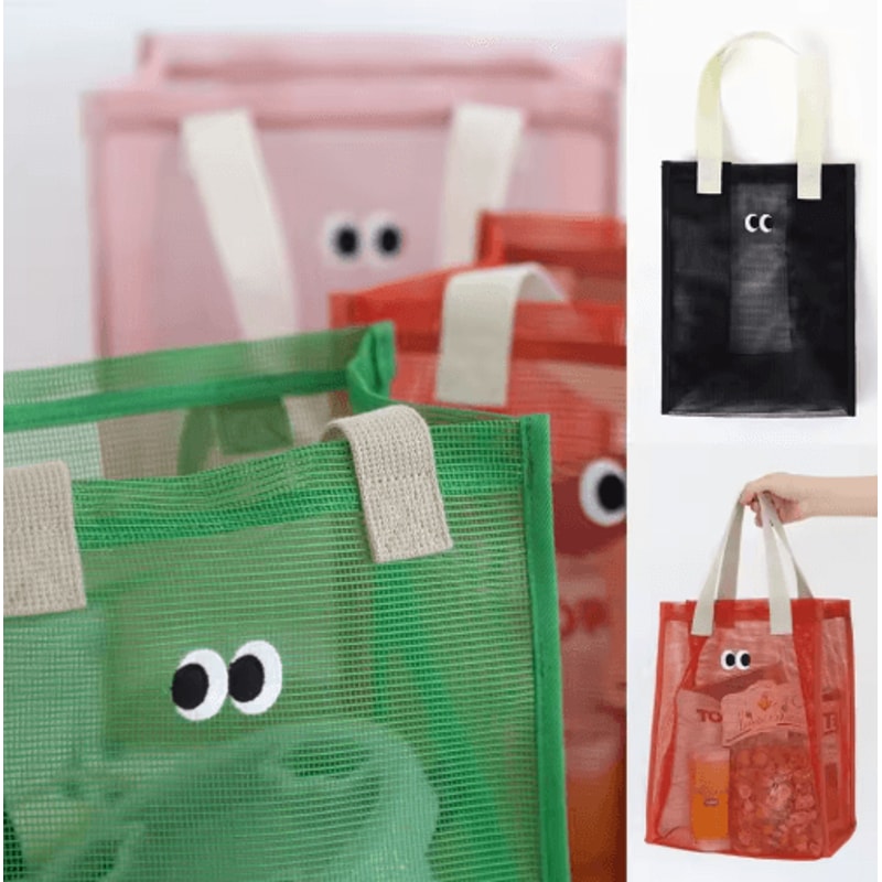 Large Capacity Mesh Travel Bag With Cartoon Big Eyes Design 9