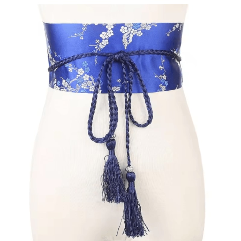 Vintage Floral Kimono Waist Belt With Satin Bow Design 5