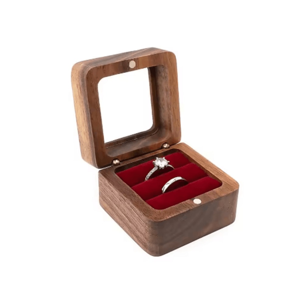 Elegant Wooden Ring Box For Engagement Wedding Anniversary Gifts 1
