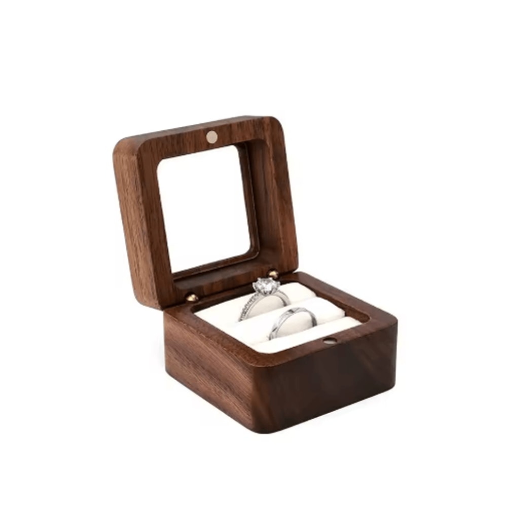 Elegant Wooden Ring Box For Engagement Wedding Anniversary Gifts 2