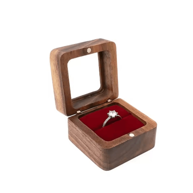 Elegant Wooden Ring Box For Engagement Wedding Anniversary Gifts 4