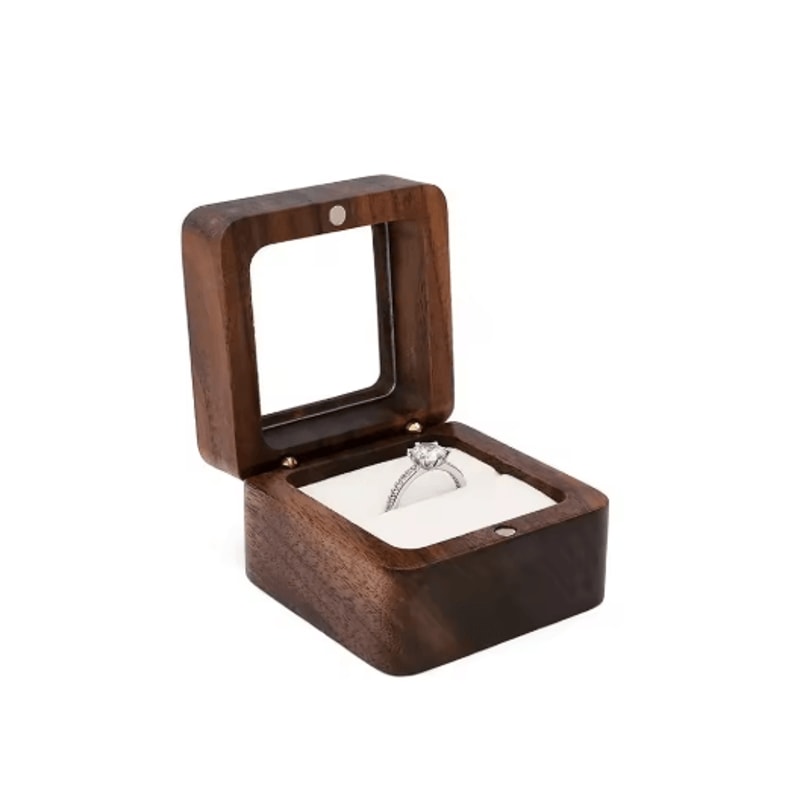 Elegant Wooden Ring Box For Engagement Wedding Anniversary Gifts 5