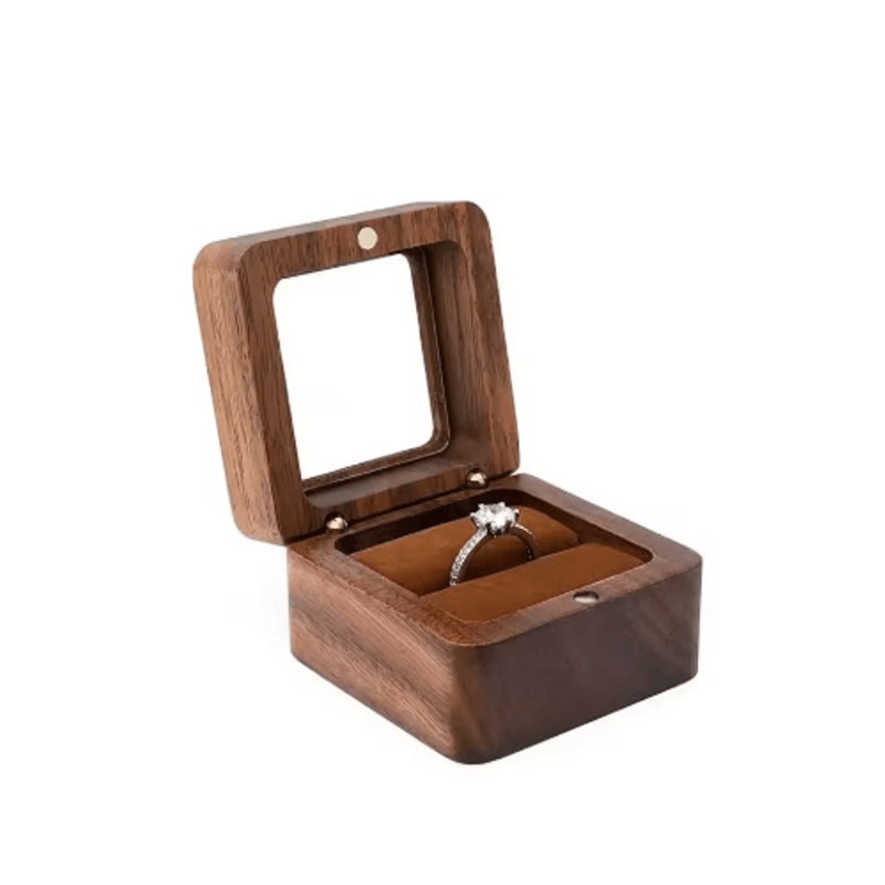 Elegant Wooden Ring Box For Engagement Wedding Anniversary Gifts 7