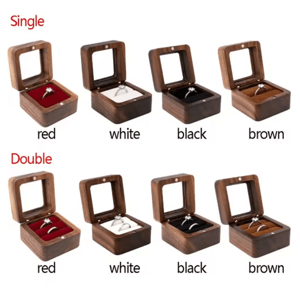 Elegant Wooden Ring Box For Engagement Wedding Anniversary Gifts 9