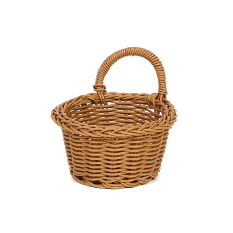 Handwoven Rattan Style Hanging Storage Basket With Handle 1