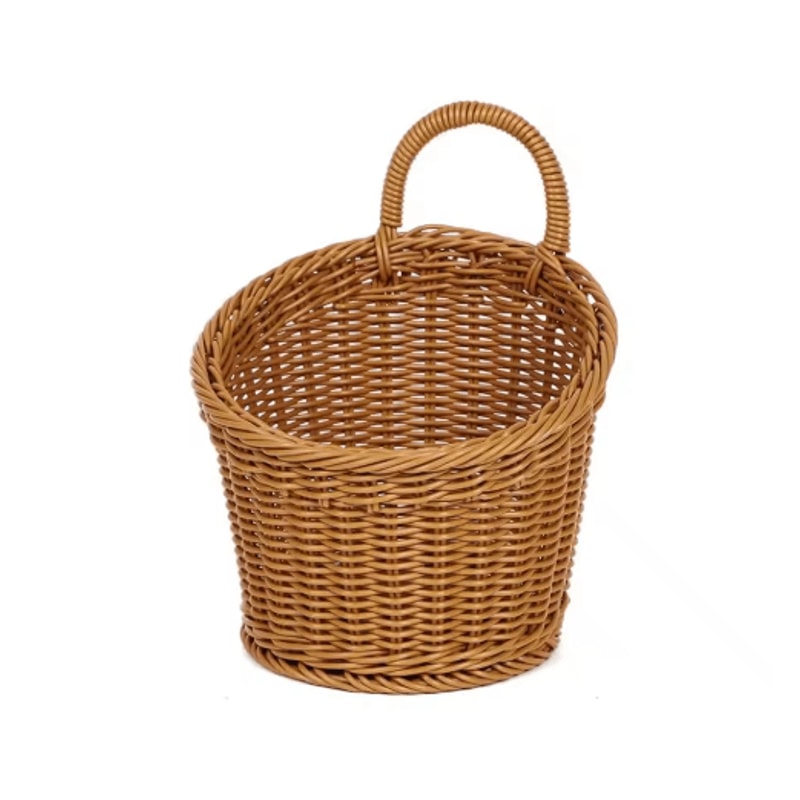 Handwoven Rattan Style Hanging Storage Basket With Handle 3