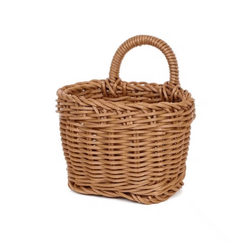 Handwoven Rattan Style Hanging Storage Basket With Handle 4
