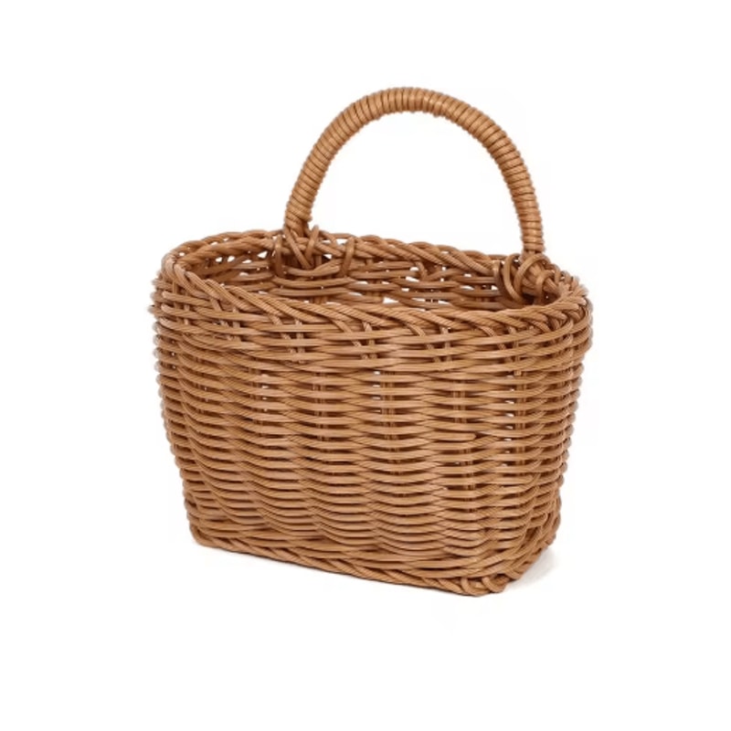 Handwoven Rattan Style Hanging Storage Basket With Handle 5