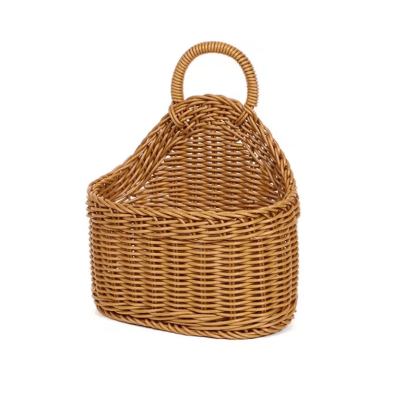 Handwoven Rattan Style Hanging Storage Basket With Handle 6