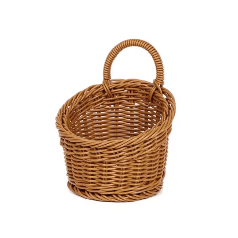 Handwoven Rattan Style Hanging Storage Basket With Handle 8