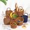 Handwoven Rattan Style Hanging Storage Basket With Handle 0